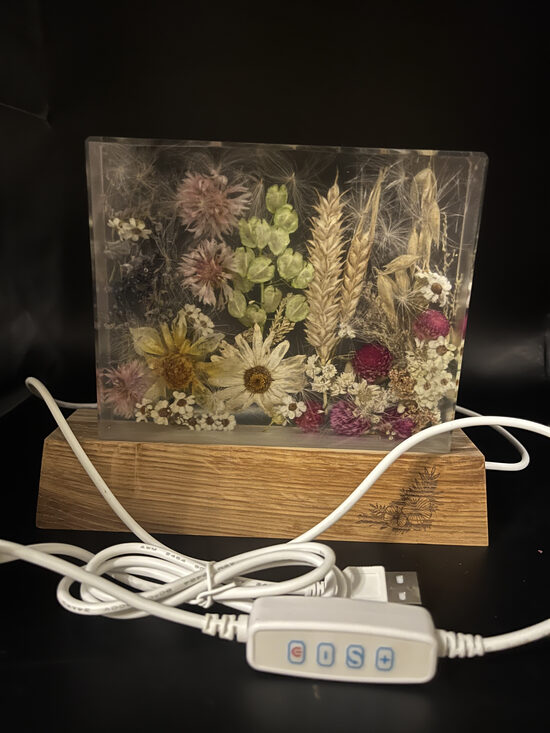 "KANTAINĀ" 15*12 cm Epoksīda lampa ar dabas ziediem | SpiiidBotanics roku darbs